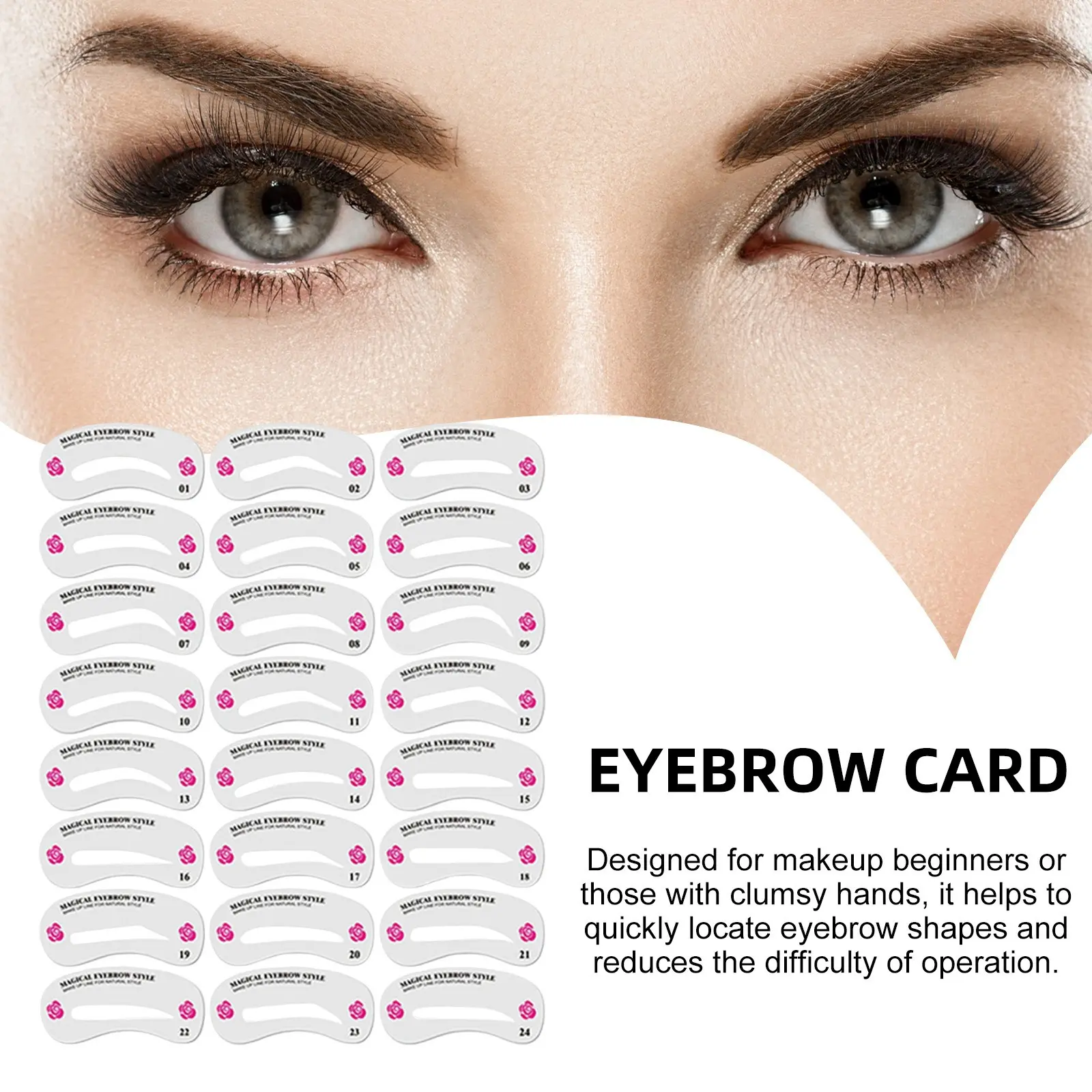 24PCS Eyebrow Stencil Kit, Reusable Brow Shaping Templates with Multiple Styles, Makeup Guide Tool for Natural-Looking Brows eye-brow