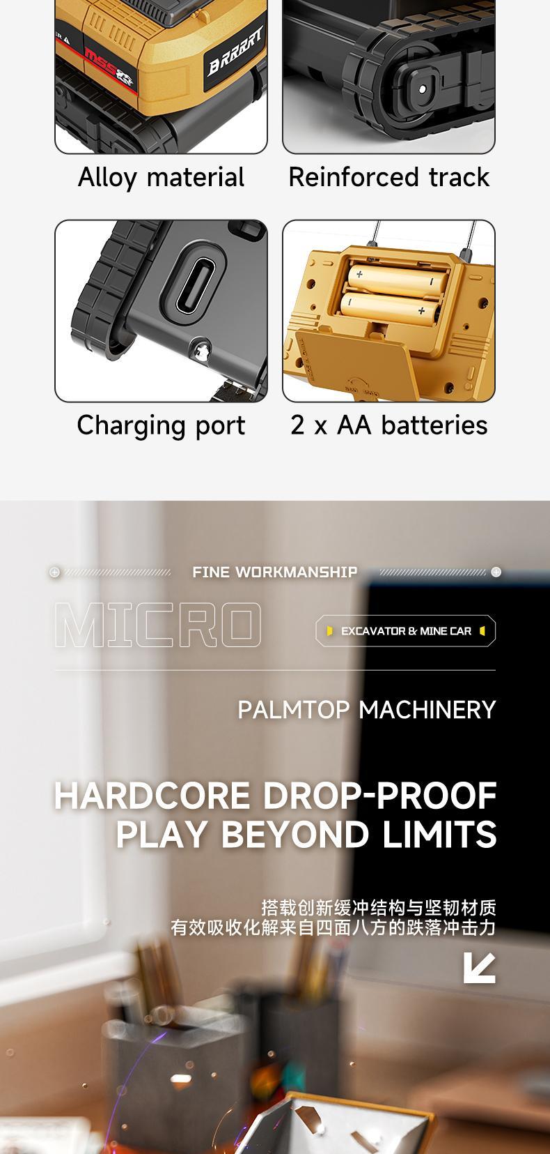 【Live Exclusive】BRRRRT 1/64 Mini Forklift Toy,Remote Control Excavator and Dump Truck Full Proportion Toy Set with Lights and Sounds for Adults Kids Boys and Girls RC Construction Vehicles