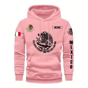 Mexico Print Hooded Sweatshirt, Men's Casual Versatile Fashion Trendy Brand Pullover Hoodie Menswear Tops Long Sleeve Wetsuit