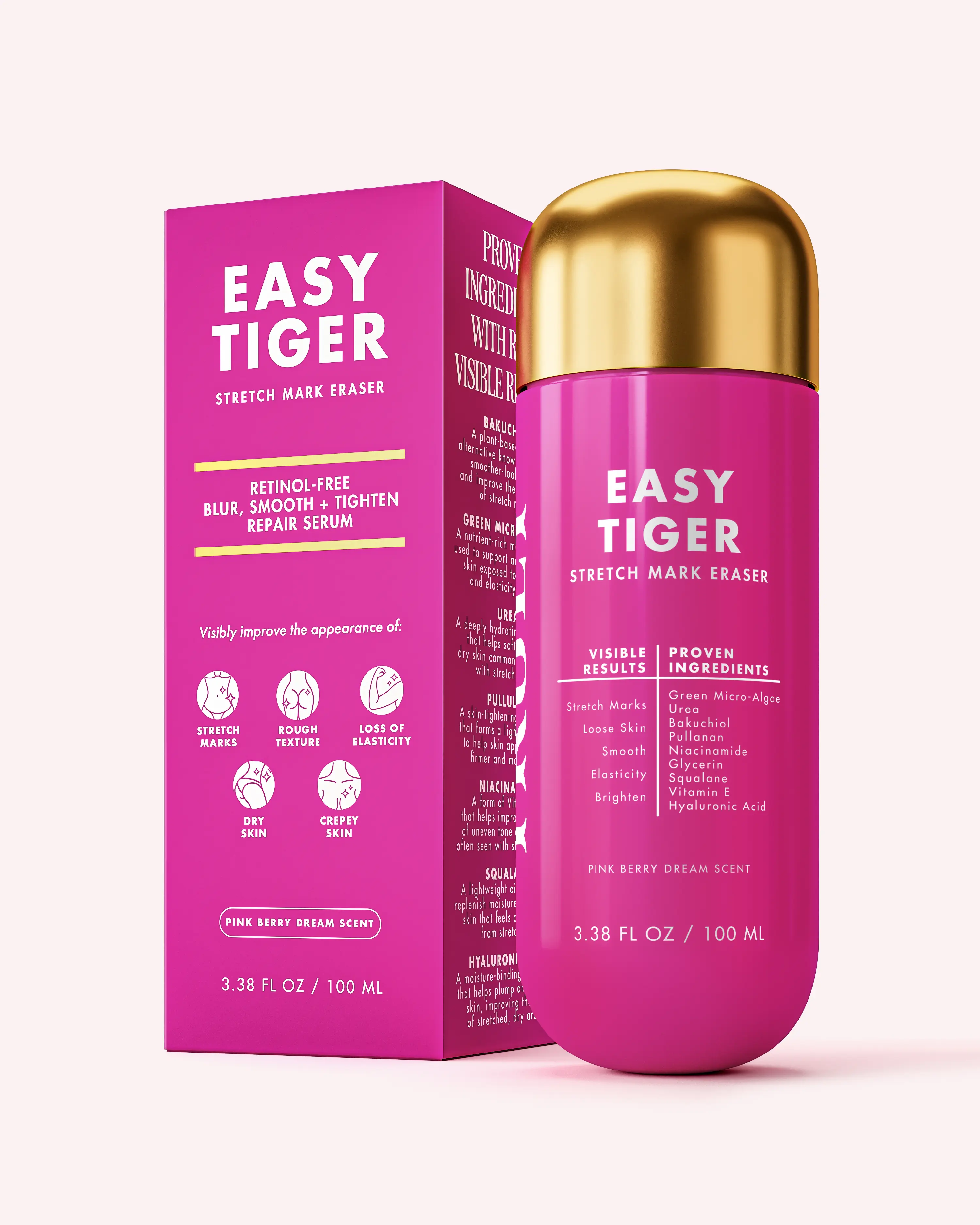 Easy Tiger Resurfacing & Smoothing Body Treatment – Texture Smoothing Treatment with Bakuchiol & Urea – Helps Improve the Look of Stretch Marks, Crepey Skin & Rough Texture