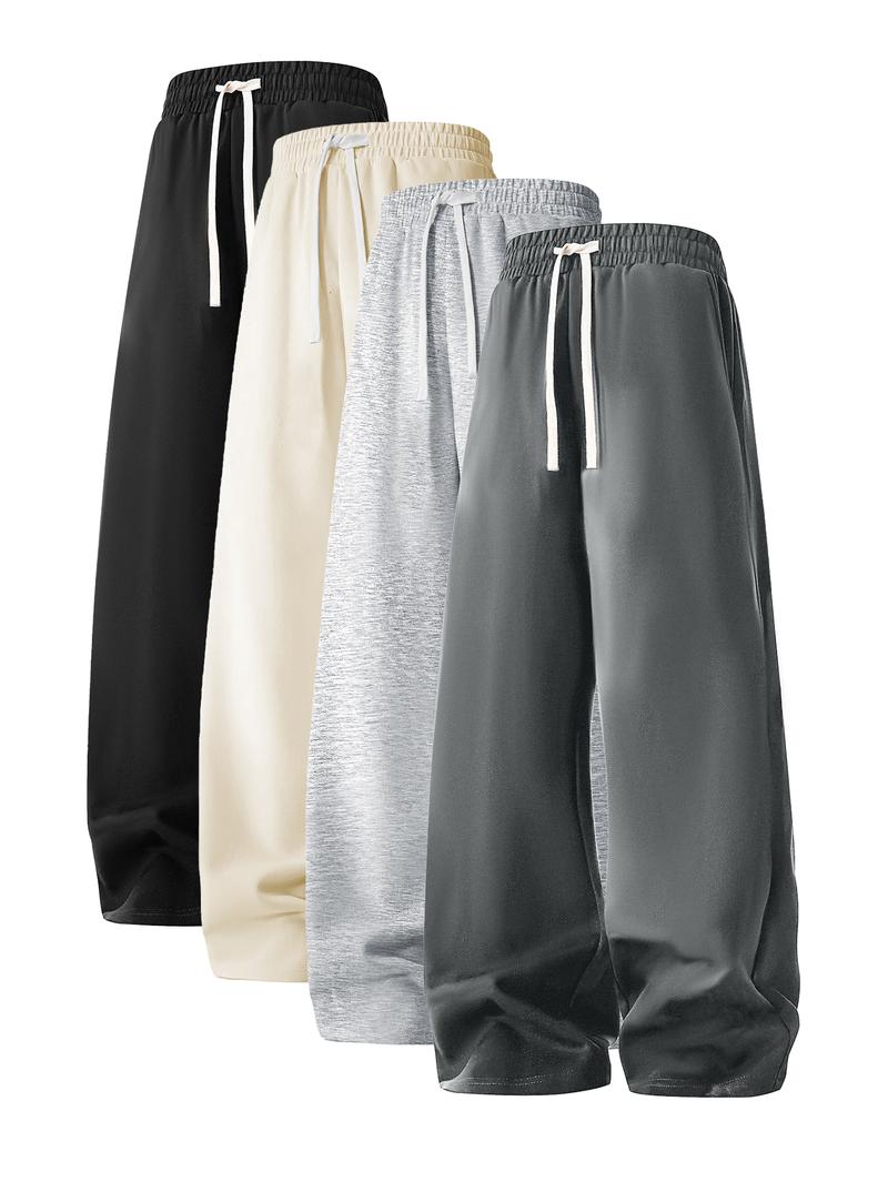 Men's Regular Fit Drawstring Casual Pants - Soft and slightly stretchy fabric, comfortable and breathable, drawstring waist adjustment, solid color, perfect for outdoor sports and fitness activities in spring and summer