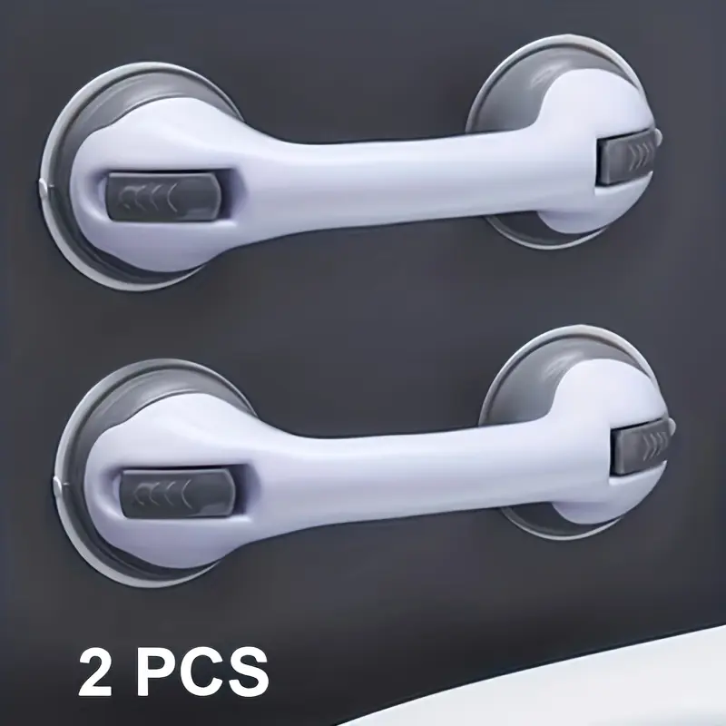 2pcs Suction Cup Bathroom Grab Bars Set Pack - No Drill, Adjustable Height, Non-Slip Safety Rail for Elderly, Simple Installation Shower & Toilet Fall Prevention Handrail, Bar Shape,dorm room inspo,college dorm essentials,dorm haul