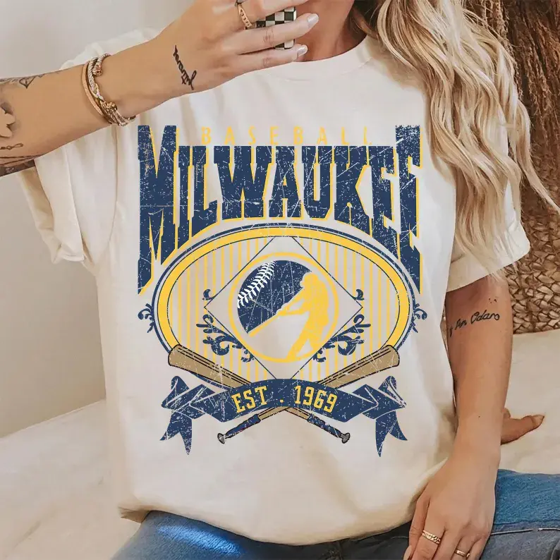 [Sale Up To 50%] Vintage 90s Style Milwaukee Baseball Shirt, Game Day Tshirt, Milwaukee Team Baseball Tee, Sunday Milwaukee Mascot T-Shirt, Brewers Fan Apparel
