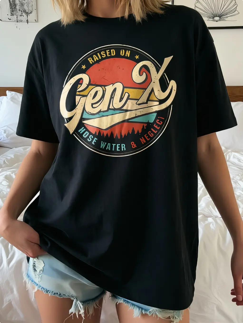 Nostalgic Fun Gen X Retro Tee Old Friends Reunion Vintage Market Hangout Summer Cotton Short Sleeve Raised On Hose Water Quote Heat Transfer Print Tshirt
