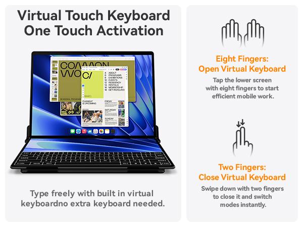 EHOMEWEI X2 Air extra Dual monitor 14.2“2.8K IPS 90Hz 400Nit 100% sRGB Full Metal Body with Kick Stand Ultra Slim, Stylus & Touch for Office, For Laptop PC Mac XBox Sitch2 PS Dual Speaker High-Definition Touchscreen