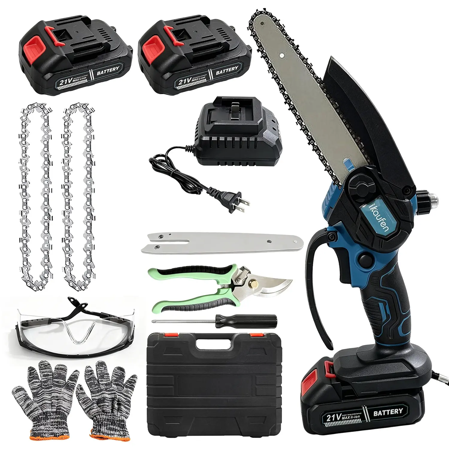 6 Inch Mini Chainsaw Cordless - Handheld Electric Chain Saw with 2 x Batteries for Wood Cutting, Tree Pruning, Yard Cleaning – Ideal Gift for Dad, Men, Homeowners