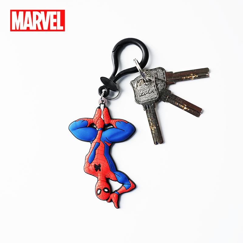 1PC Marvel Iron Man Deadpool Spider-Man Keychain Officially Licensed Novelty Collectible Super Hero Anime Peripheral Backpack Decoration Car key Pendant Desk Ornament Durable PVC Soft Rubber Gift