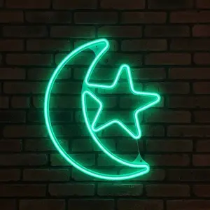 Green Hangable Crescent Star LED Light for Ramadan Decorations