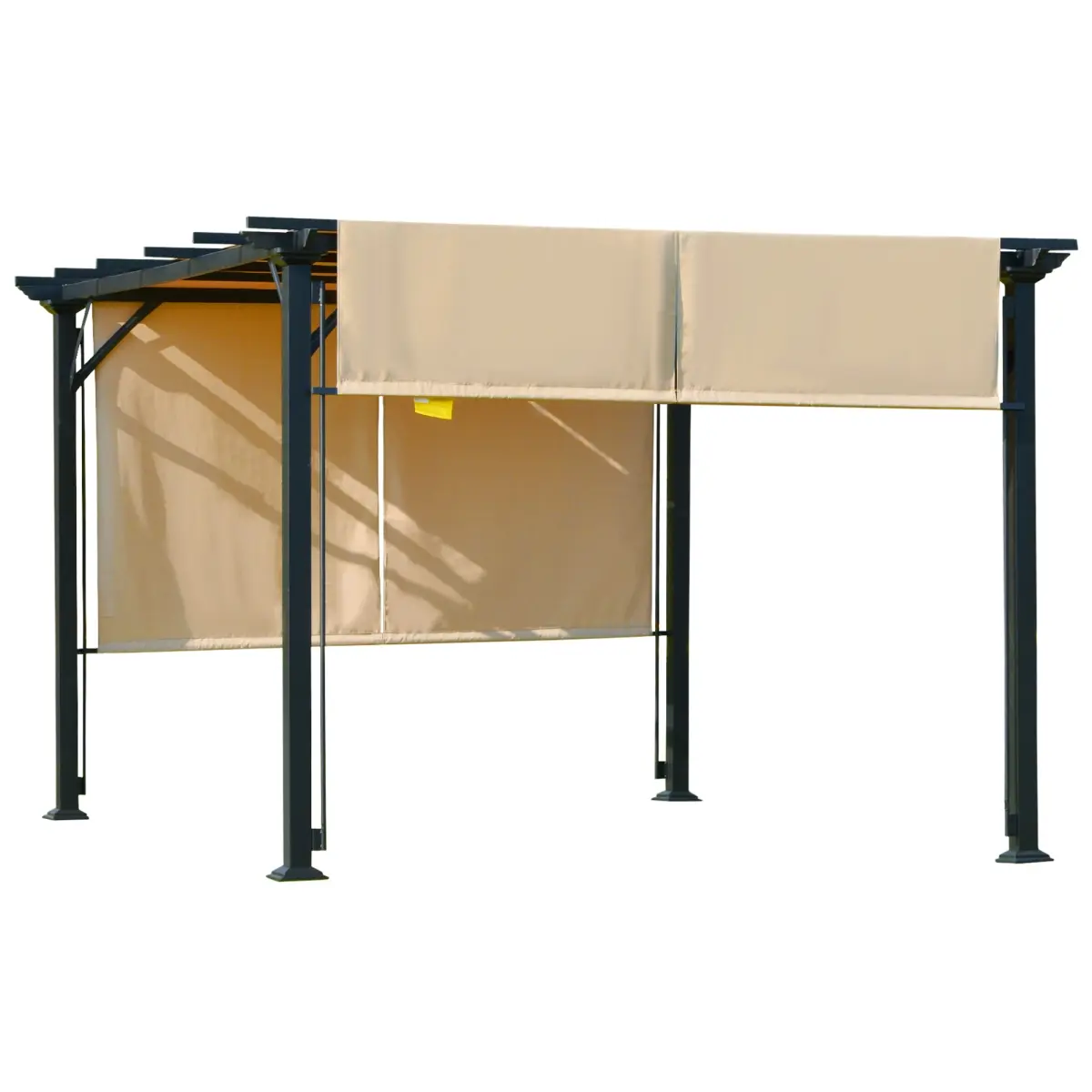 212 Main 84C-242V01 12 x 10 ft. Outsunny Outdoor Retractable Pergola Canopy with Sun Shade for Garden Porch Beach, Beige