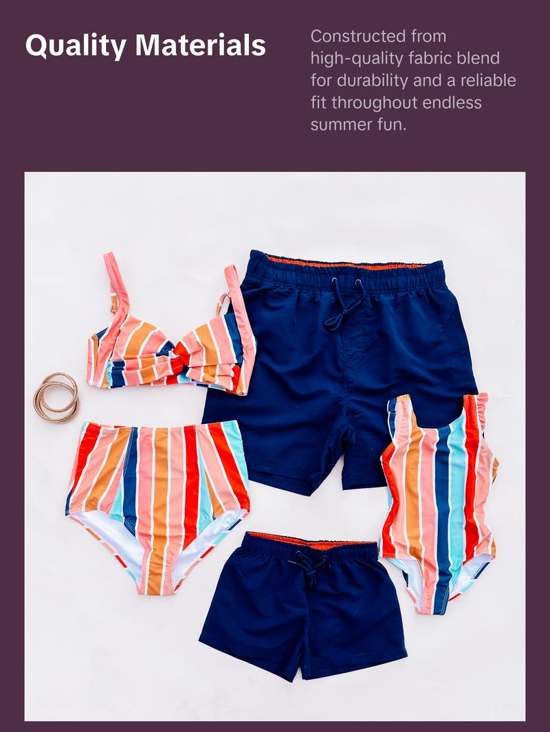 Family matching swimwear, family summer swimwear, Multi Striped Family Matching Swimwear