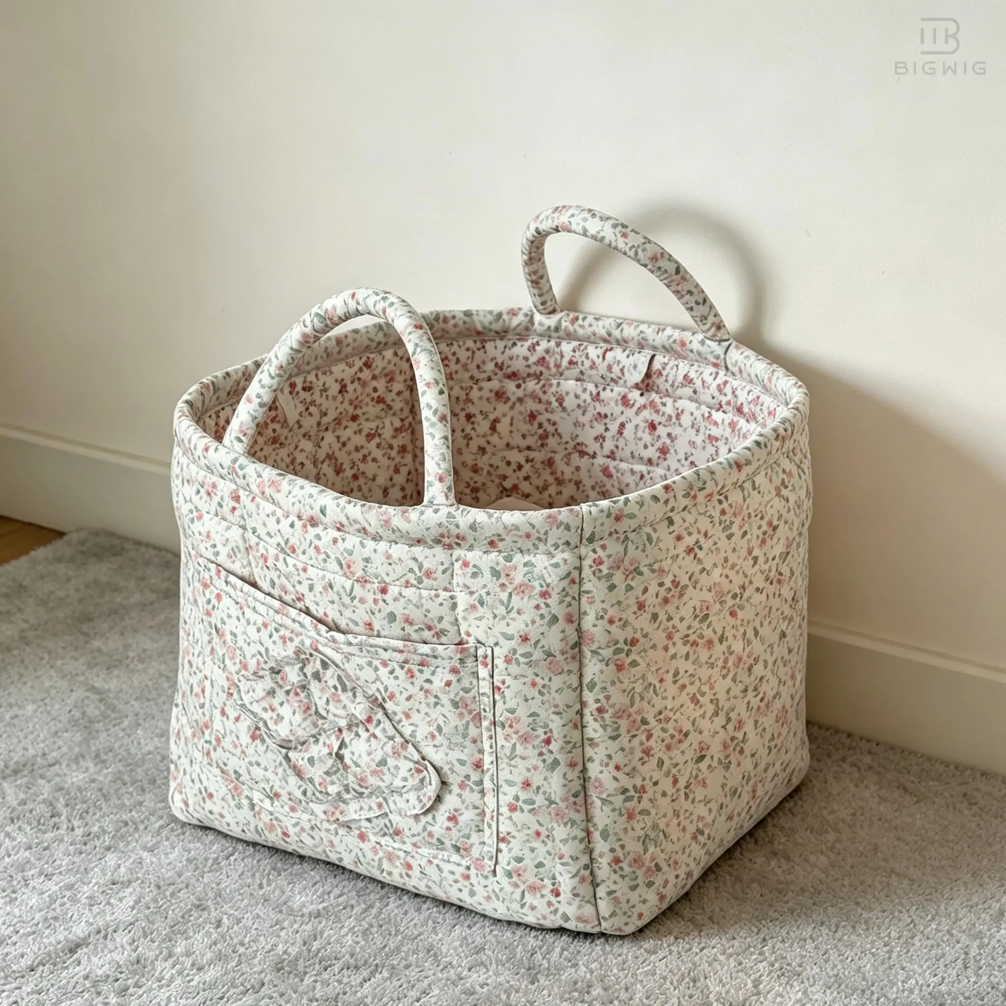 Women's Large Quilted Cotton Foldable Tote Purse - Casual Lightweight Organizer, Multi-Function Shopping Basket Bag, Floral Pattern Shoulder Bag, Space-Saving Aesthetic Spring Summer Gift for Her, Space Saving Bag