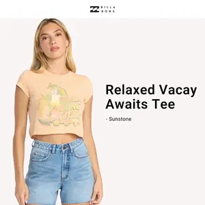 BILLABONG Women's relaxed fit Short Sleeve T-Shirt,Snug fit Tank,100% Cotton