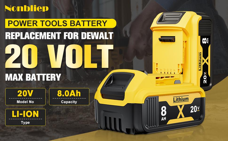 2Pack 8.0Ah Lithium Replacement for Dewalt 20V Battery Max XR Cordless Tools DCB180 DCB205 DCB206 DCB206-2 DCB200 DCB204 DCB204BT-2 DCB203 DCB201 DCB207 2Pack 8.0Ah Lithium Replacement for Dewalt 20V Battery Max XR Cordless Tools DCB180 DCB205 DCB206 DCB206-2 DCB200 DCB204 DCB204BT-2 DCB203 DCB201 DCB207