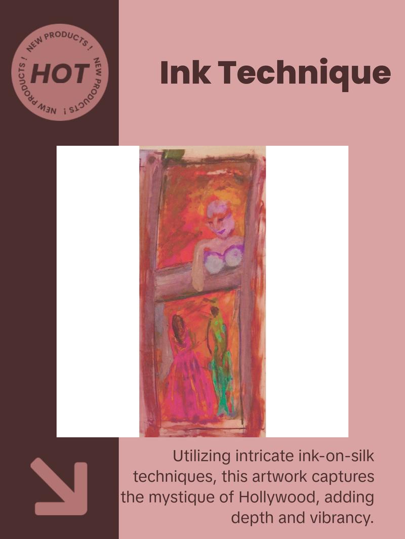 Hollywood Nights, Wall Art Contemporary Silk Painting