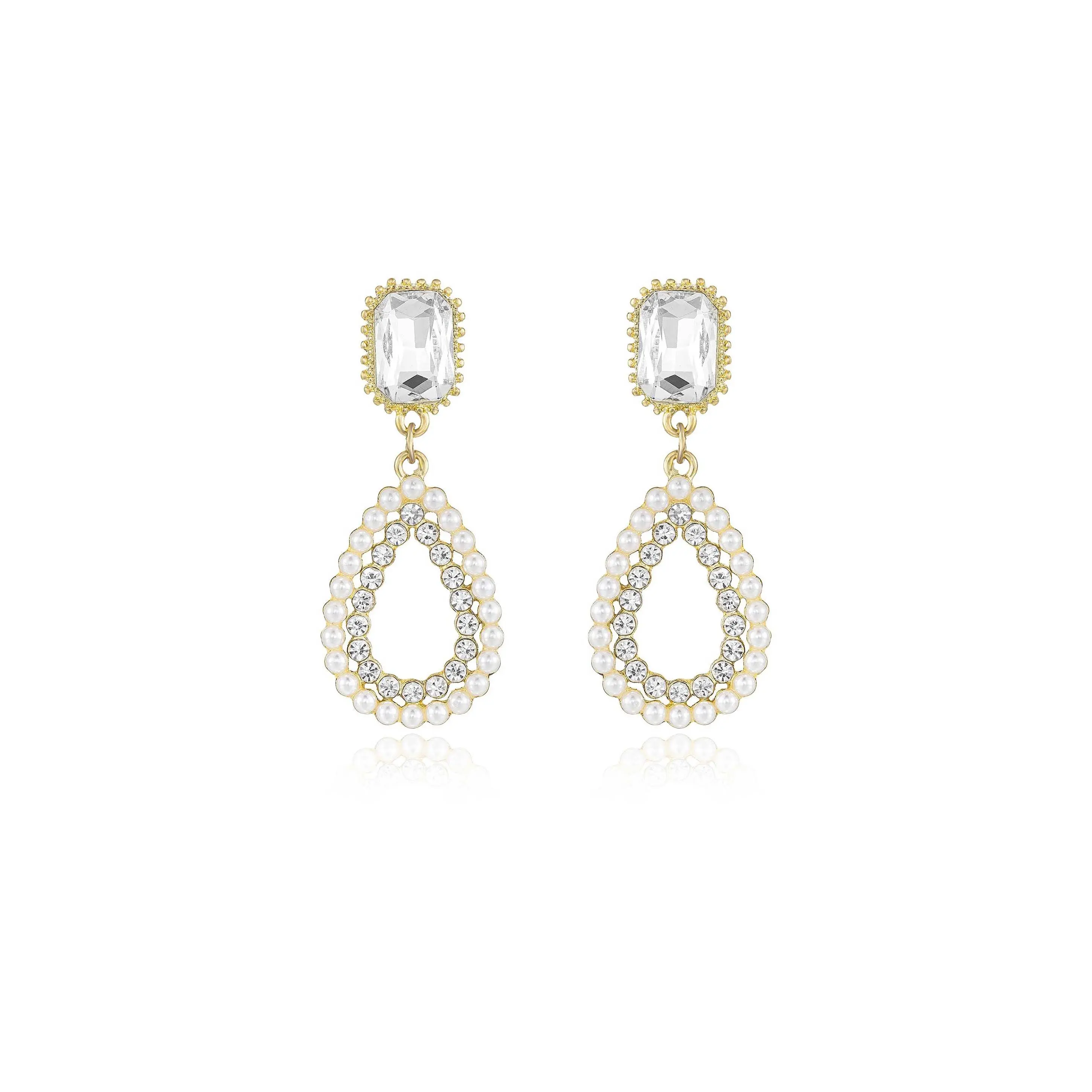 Ettika Bridal Luxe Earrings with Decorative Design and Clear Accents