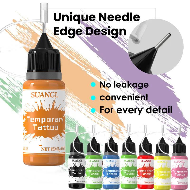 Haina Multi-Color Temporary Tattoo Kit Full-Coverage Washable Face Paint Makeup Cream with 8-Color Ink & 60+ Designs for Festivals Parties Events Cosmetic Cosmetic Water Soluble Body Paint Makeup Kit permanent tattoo marker