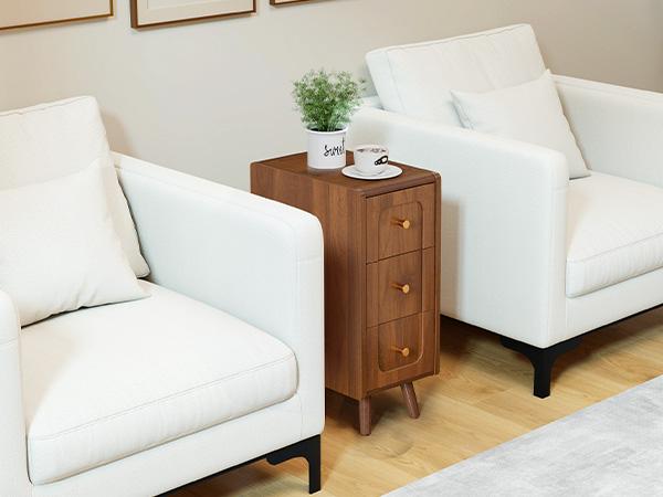 Giratree Small Nightstand with 3 Drawers, Narrow Bedside Table Vintage Skinny Night Stand with Storage, Wood Slim Side Table for Bedroom, Small Spaces, Living Room Giratree Small Nightstand with 3 Drawers, Narrow Bedside Table Vintage Skinny Night Stand with Storage, Wood Slim Side Table for Bedroom, Small Spaces, Living Room