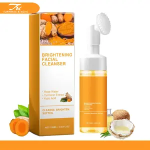 TURMERIC&KOJIC Deep cleansing Turmeric Brightening Facial SkincareCleanser, Comfort Deep Cleansing , Shower Products Facial Cleansers 100ml Turmeric + Kojic Acid Foaming Facial CleanserSilicone Brush Cleansing Skincare was Cleansing and skincare