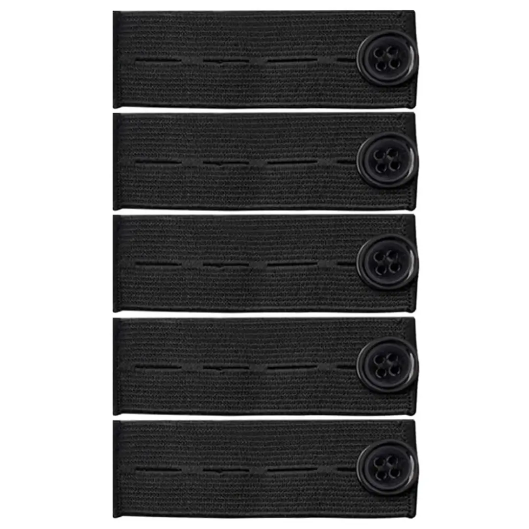 5 Pcs Adjustable Elastic Button Extender Waist Extenders Waistband for Jeans Pants Trousers, Black