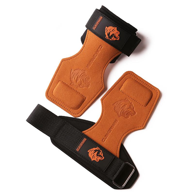 Non-Slip Silicone & Cowhide Leather Lifting Straps Palm Protector for Deadlifts Pull-Ups Rowing Heavy Duty Gym Grips for Weightlifting