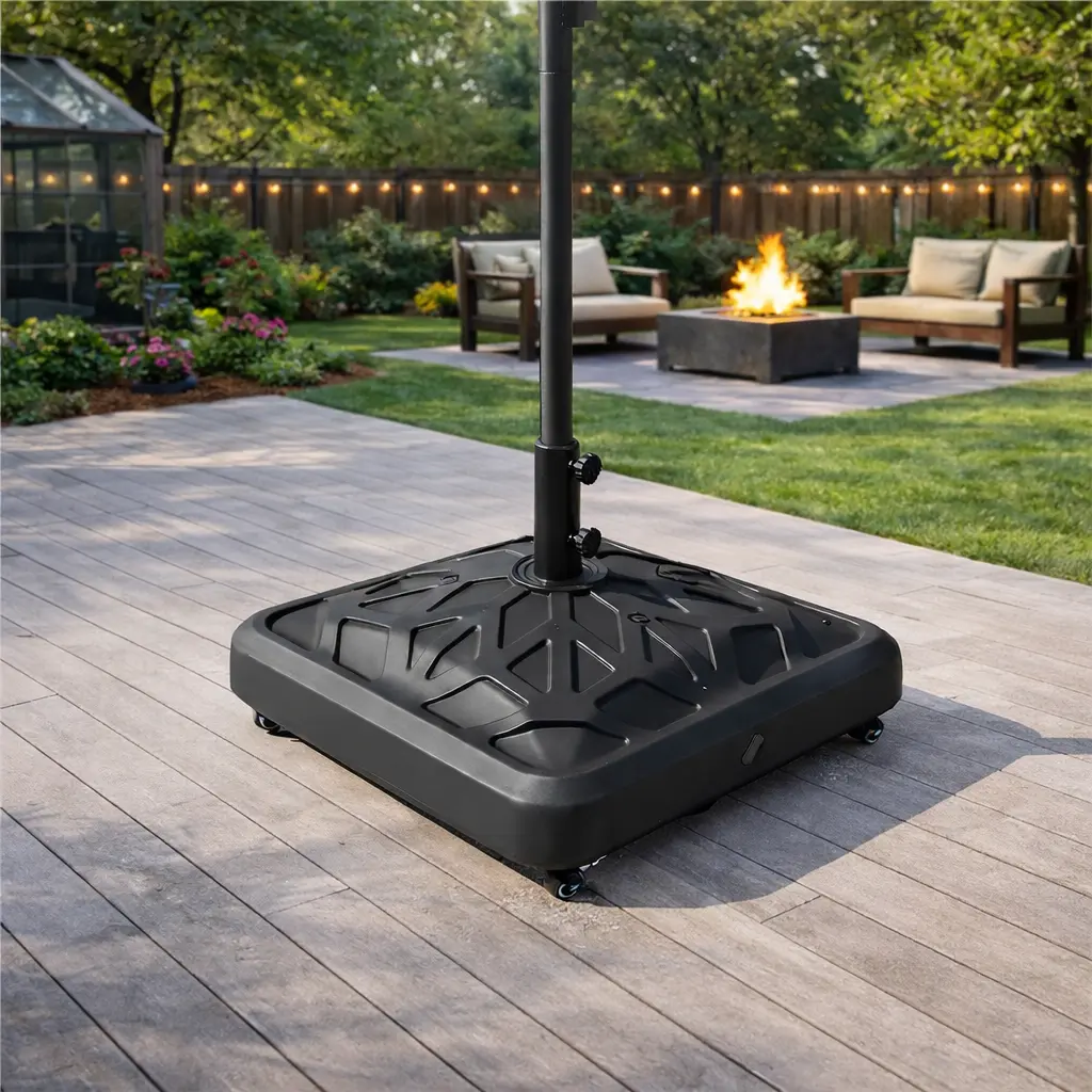 【4 Universal Castors】Yaheetech 123lb Capacity Fillable Rolling Patio Umbrella Base Stand Water/ Sand-Filled Outdoor Base Stand for Umbrella Black,home decor,camping essentials