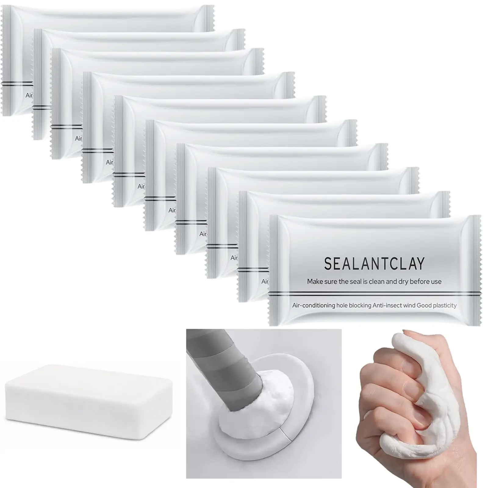 10-Count Waterproof Wall Filler Soft Clay - Quick-Mending Sealant Mastic for Wall Hole, Drain Connection, Air Conditioning Hole Repairs