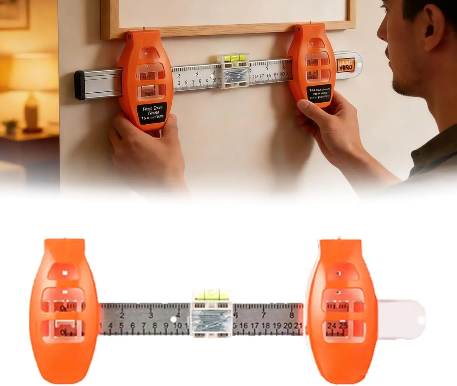 Picture Hanging Tool with Level & Ruler, Easy Wall Mounting Kit for ...