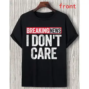 Retro Breaking News I Don't Care Tee for Men – Comfortable Casual Fit Black T-Shirt