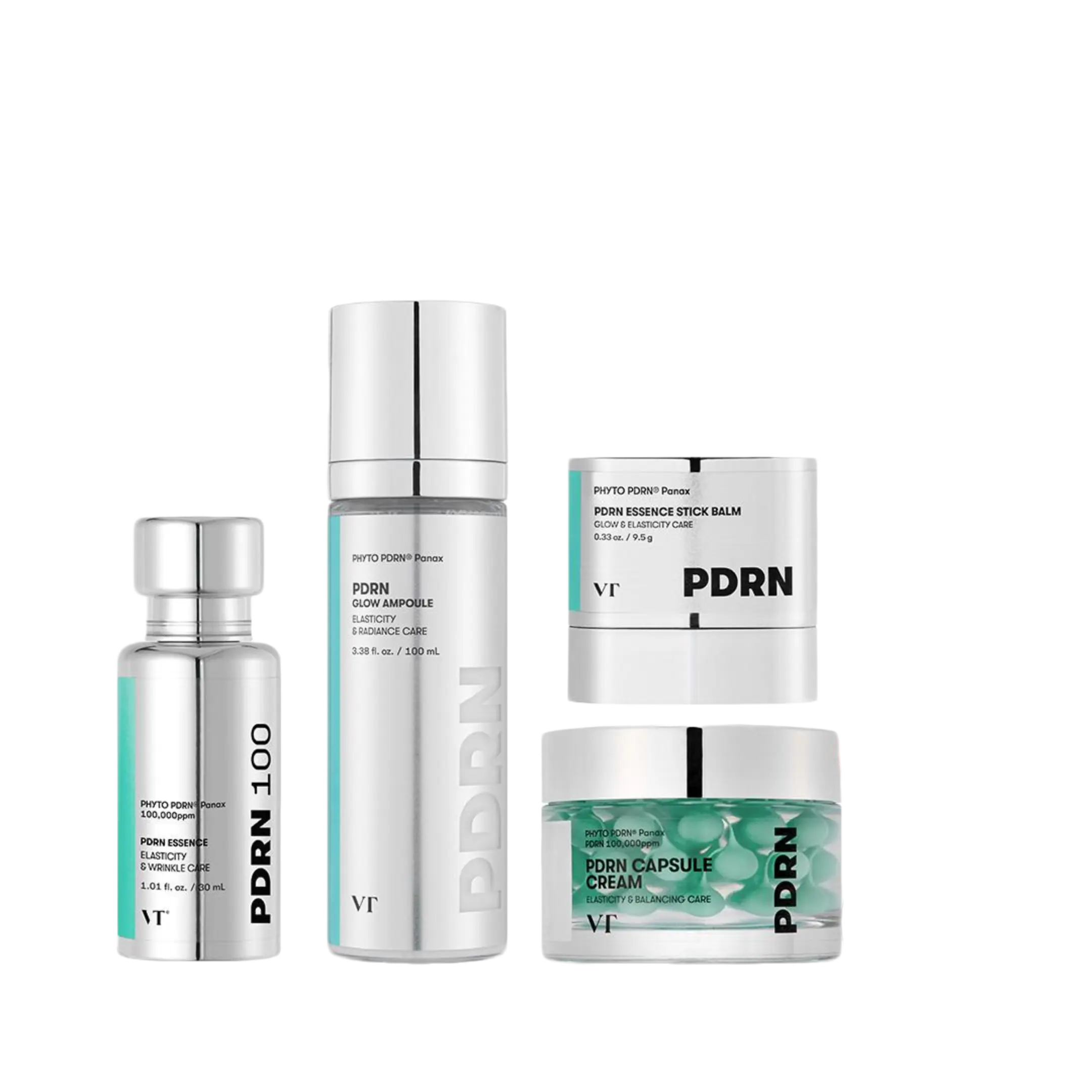 [VT COSMETICS] #1 viral Vegan PDRN Glow Skincare Bundle with PDRN Essence, Capsule Cream, Stick Balm & Glow Mist Ampoule | 100,000 PPM Vegan Phyto PDRN, Skin Barrier, Sensitive Skin & Glow Care | Summer Essential | Korean Pharmacy Skincare
