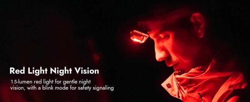 WUBEN H4 Rechargeable Headlamp with Gesture Control, 800 Lumens Dual LED Spot/Flood, IP68 Waterproof, Red Safety Light, 90° Adjustable, Dual-Power (Rechargeable & AAA), Ultra-Light 80g for Camping, Work, Outdoor Sports, Outdoorfun