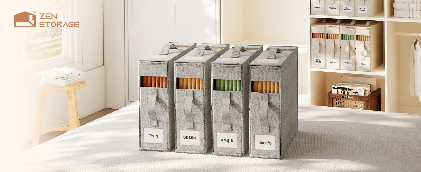 【NewYear2026】Zen Storage 4Pack Bed Sheet Organizers for Linen Closet King/Queen Size Waterproof Dustproof Foldable Storage Boxes with Clear Window for Blankets & Sheet Sets 【NewYear2026】Zen Storage 4Pack Bed Sheet Organizers for Linen Closet King/Queen Size Waterproof Dustproof Foldable Storage Boxes with Clear Window for Blankets & Sheet Sets