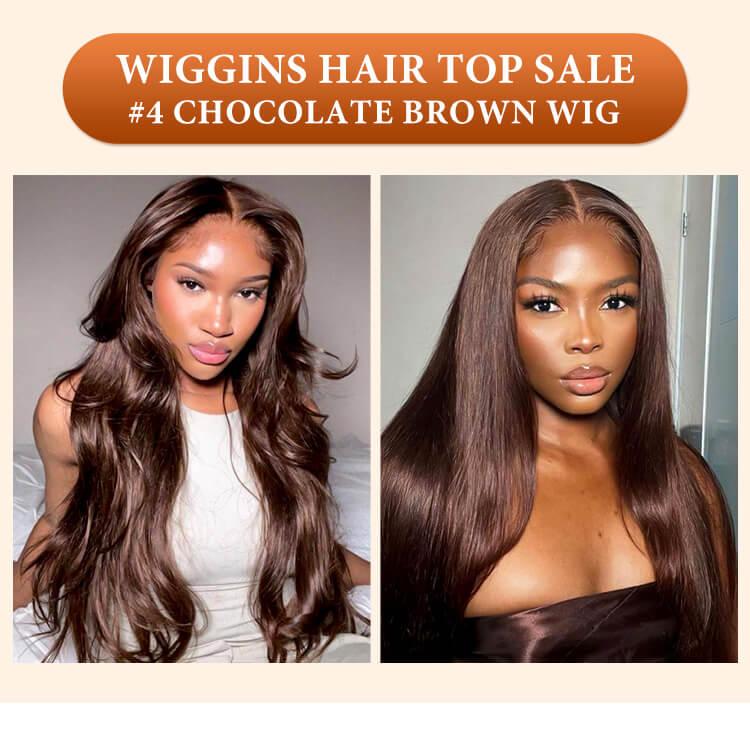 Wiggins Hair Dark Brown #4 Lace Front Wigs Straight Colored Human Hair Wigs Pre Cut Ready Go Glueless Wig 7x5 Closure Wig