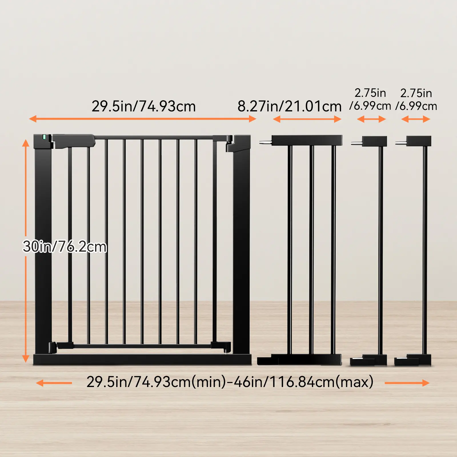 Black-30"Tall×（29.5-46）"Wide