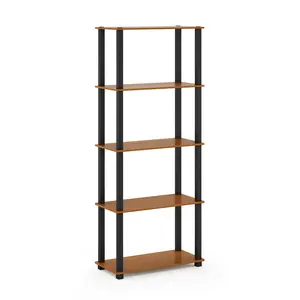 TURN-N-TUBE 5-Tier Corner Storage Shelf for Living Room, Garage, Home Office, Light Cherry