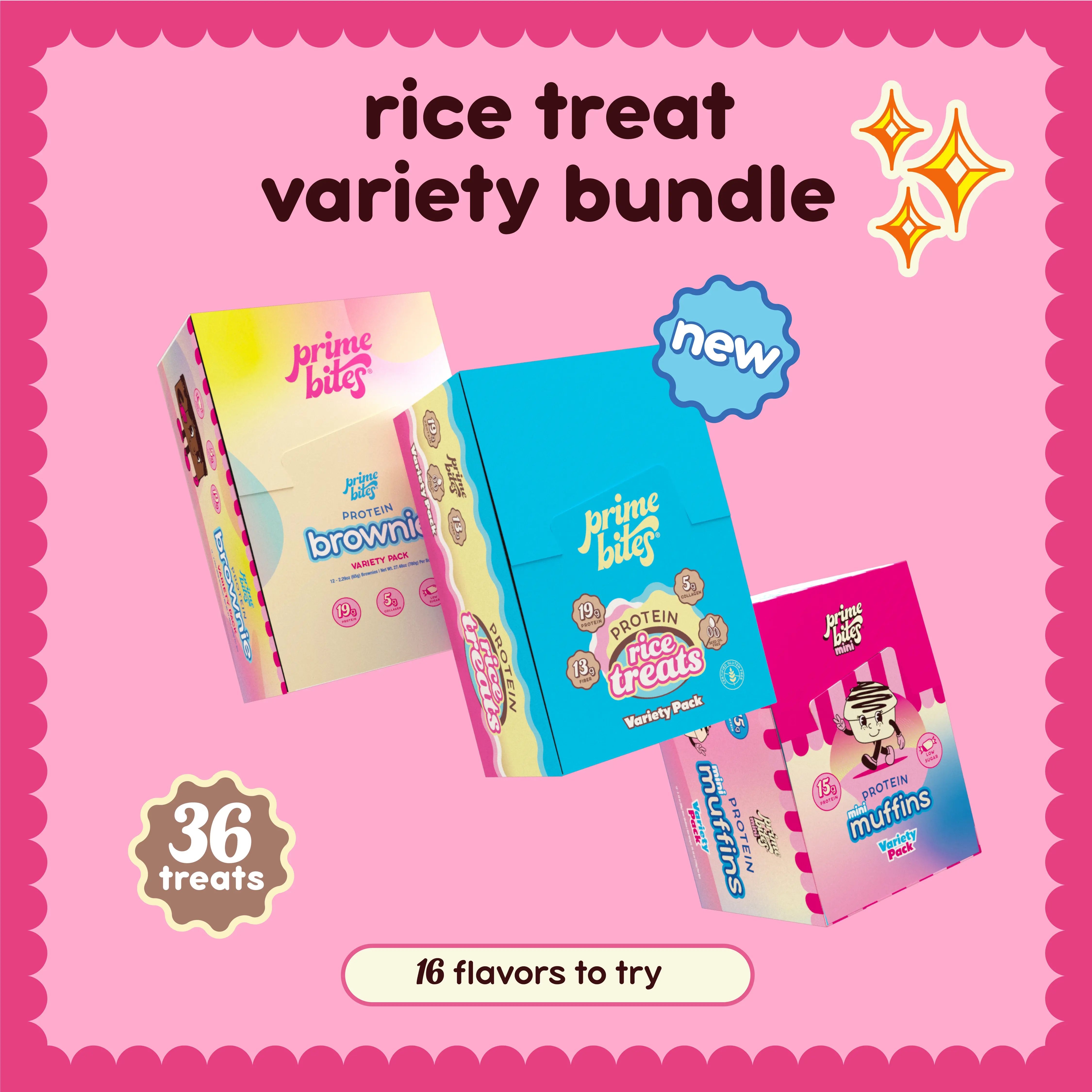 Prime Bites NEW Rice Treat Variety Bundle – 36 Protein Snacks (Rice Treats, Brownie Variety Pack & Mini Muffin Variety Pack) Prime Bites NEW Rice Treat Variety Bundle – 36 Protein Snacks (Rice Treats, Brownie Variety Pack & Mini Muffin Variety Pack)