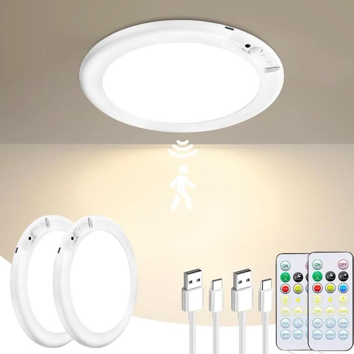 Magnetic Motion Sensor Ceiling Light, USB Rechargeable & Battery Powered, Easy Install Light with Remote for Indoor & Outdoor Use