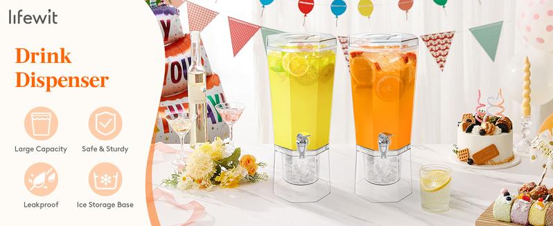 Lifewit 1 Gallon Drink Dispenser with Lid & Stand BPA-Free for Juice Soda Tea Lemonade Detachable Party-Ready 4L Capacity Leak-proof ABS Spout, Halloween