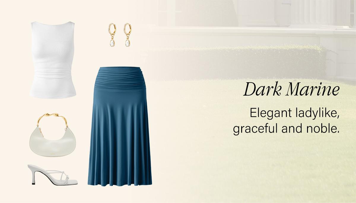 OGL Flowy Side Ruched A-line Midi Skirt - Elegant and Comfortable for Everyday Wear SpringStatements