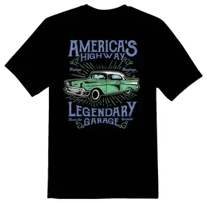 American Highway Garage T Shirt Vintage Mechanic Graphic Tee Retro Auto Shop Shirt Classic Road Trip Graphic Tee Good Graphic Tees Casual Streetwear Tee T Shirts For Men Cool Men's Graphic Tees Funny T Shirt Legendary Garage Design 90s Graphic Tees Style