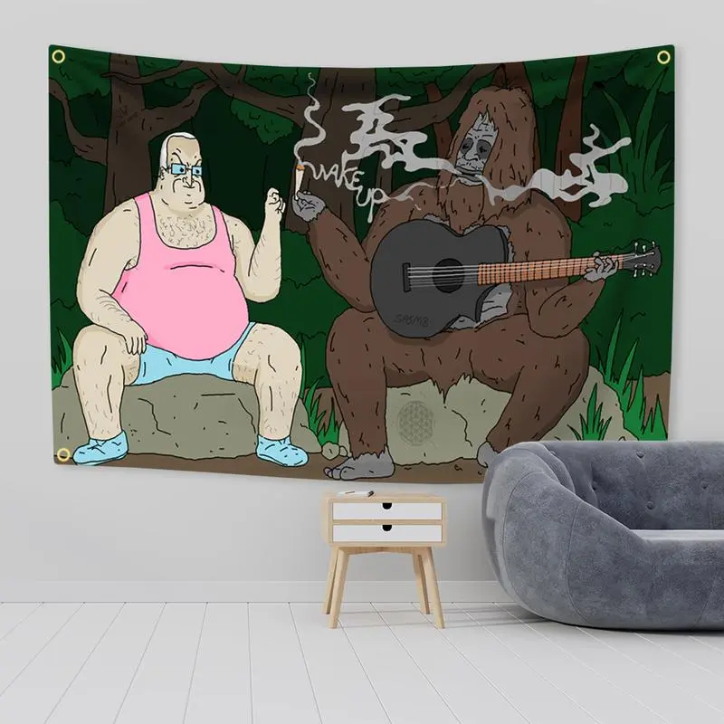 The Big Lez Show Meme Tapestry Wall Hanging - Sassy The Sasquatch Banner, Tapestry Room Decor, Aesthetic Dorm Party Backdrop for Home Supplies