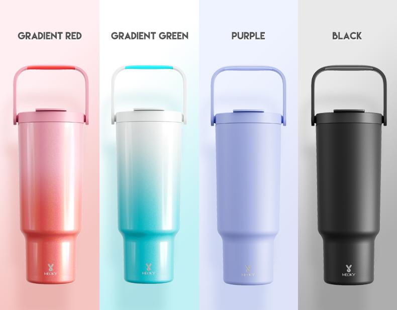 【Live Exclusive Deal】MEOKY 32/40/50oz 100%Leak-proof Stainless Steel Handle Thermos Cup, Suitable for Carrying out,  two Handles, Drop-resistant,Valentine's Day gift