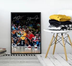 [UNFRAMED] Michael Jordan vs Kobe Bryant Poster, Sport Legend Art, Basketball Decor for Gift