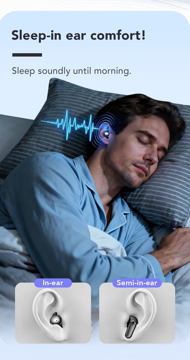 MINISO MS108 Wireless Bluetooth Earphones Mini Invisible Waterproof Earbuds for Sleep & Sports Two Pairs Included Mini Short Stem Design Ideal for Work Sports and Sleeping