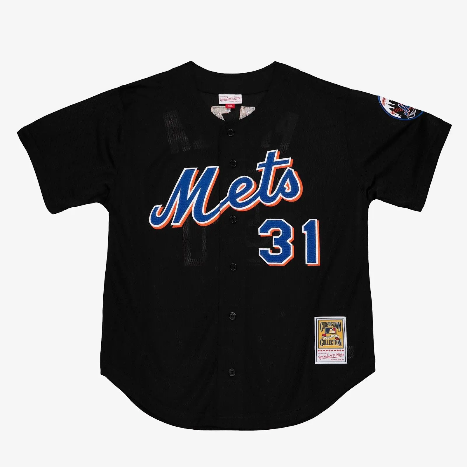 Mitchell & Ness Men's Authentic Look Baseball Short Sleeve Top - Mike Piazza Black New York Mets 2000 Cooperstown Coll. Player Graphic Batting Practice Jersey
