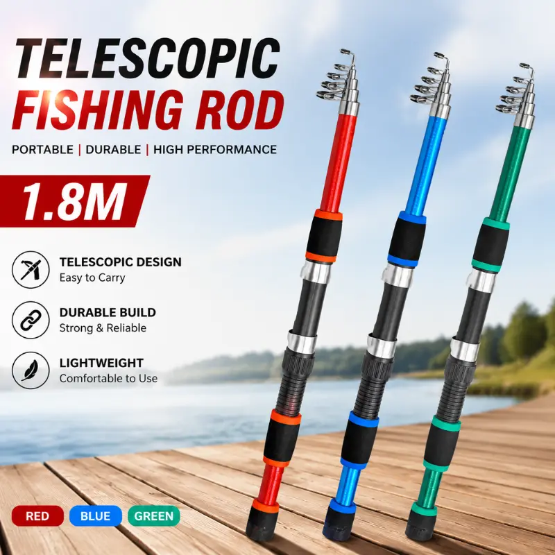 6ft Telescopic Lure Rod - Made of premium fiberglass for durability - Comfortable EVA grip - Suitable for both fresh and saltwater fishing - Ideal for outdoor and family activities - A must-have for beginners and professional anglers