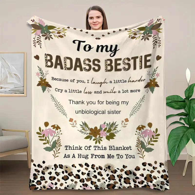 Flannel High-Definition Printed Blanket, Sister Gift, BFF Gift, Best Friend Gift, Gift, Decor, Suitable for Sofa, Bed, Travel, Outdoor, Comfortable, Office, Flannel Blanket, Small Cover, Warm nap Blanket