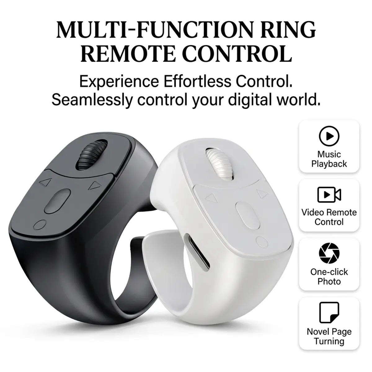 Wireless TikTok Feed Scroller,Multifunctional Bluetooth Finger Ring Remote, Remote Camera Shutter for Selfie Vlog Live Stream,Kindle App Ebook Page Flipper, 10M Connection Range Compatible with iPhone Android iOS Devices