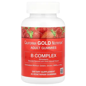 California Gold Nutrition B Complex Gummies with Vitamins B6 and B12, Folate, and  Biotin, Strawberry, 45 Vegetarian Gummies