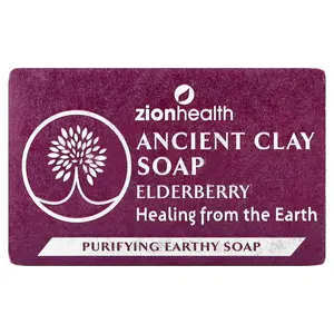 Zion Health Ancient Clay Bar Soap, Elderberry, 6 oz (170 g)