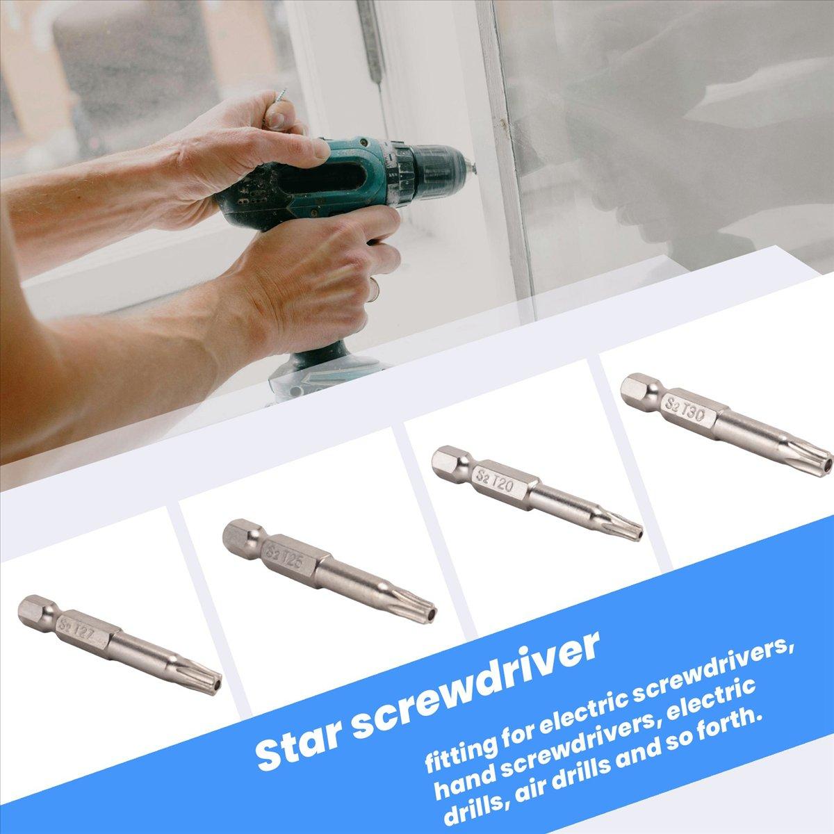7Pcs Set Star Bit Screwdriver Drill Bits Screw Driver Magnetic 1/4Inch Hex Shank Hand Tools Five-Pointed Star Bore Hole